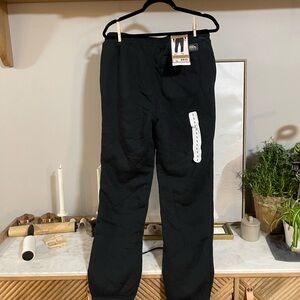 NWT Eddie Bauer Men's Black Faux Shearling Lined Heavyweight Joggers